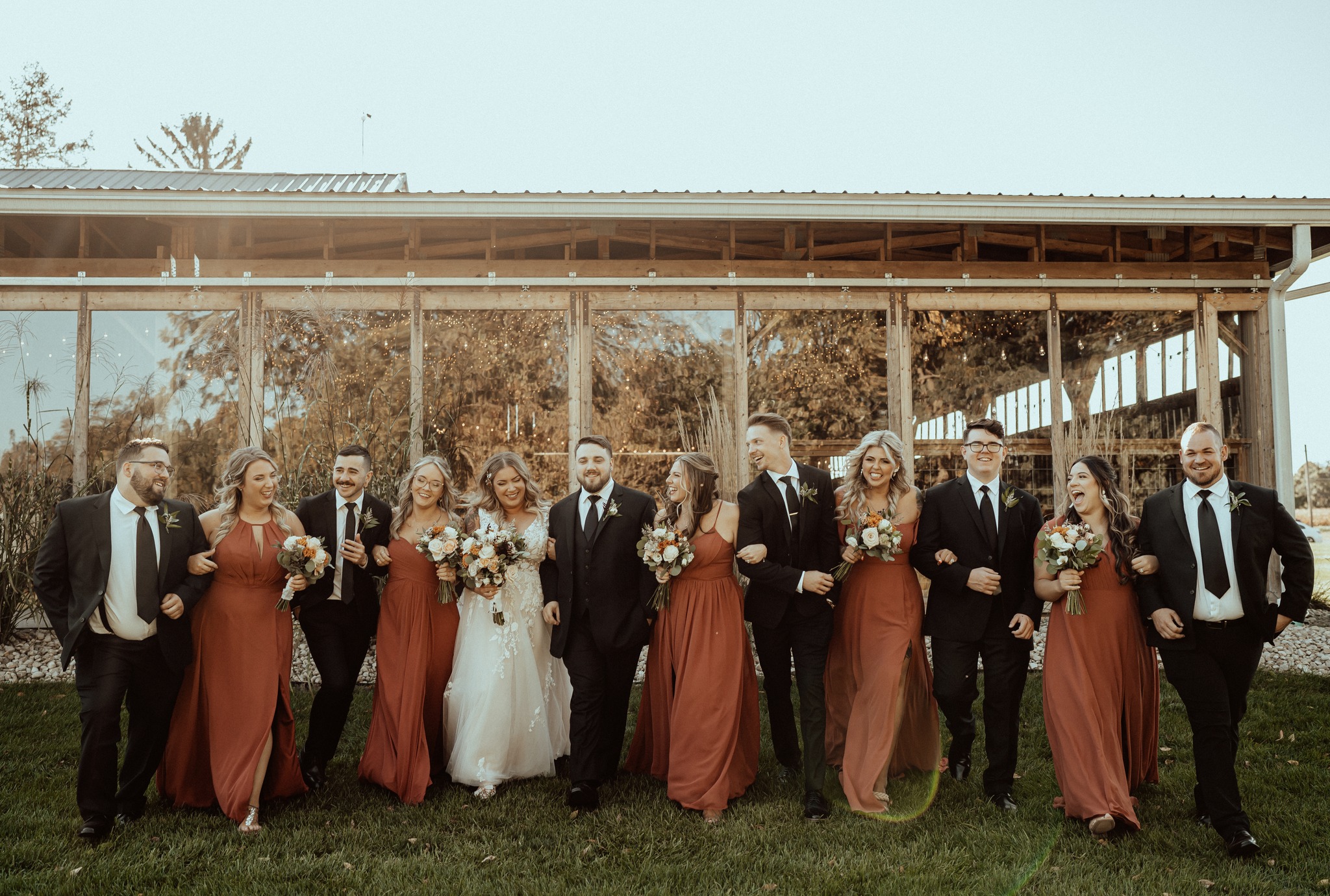 fall wedding at the palm tree barn