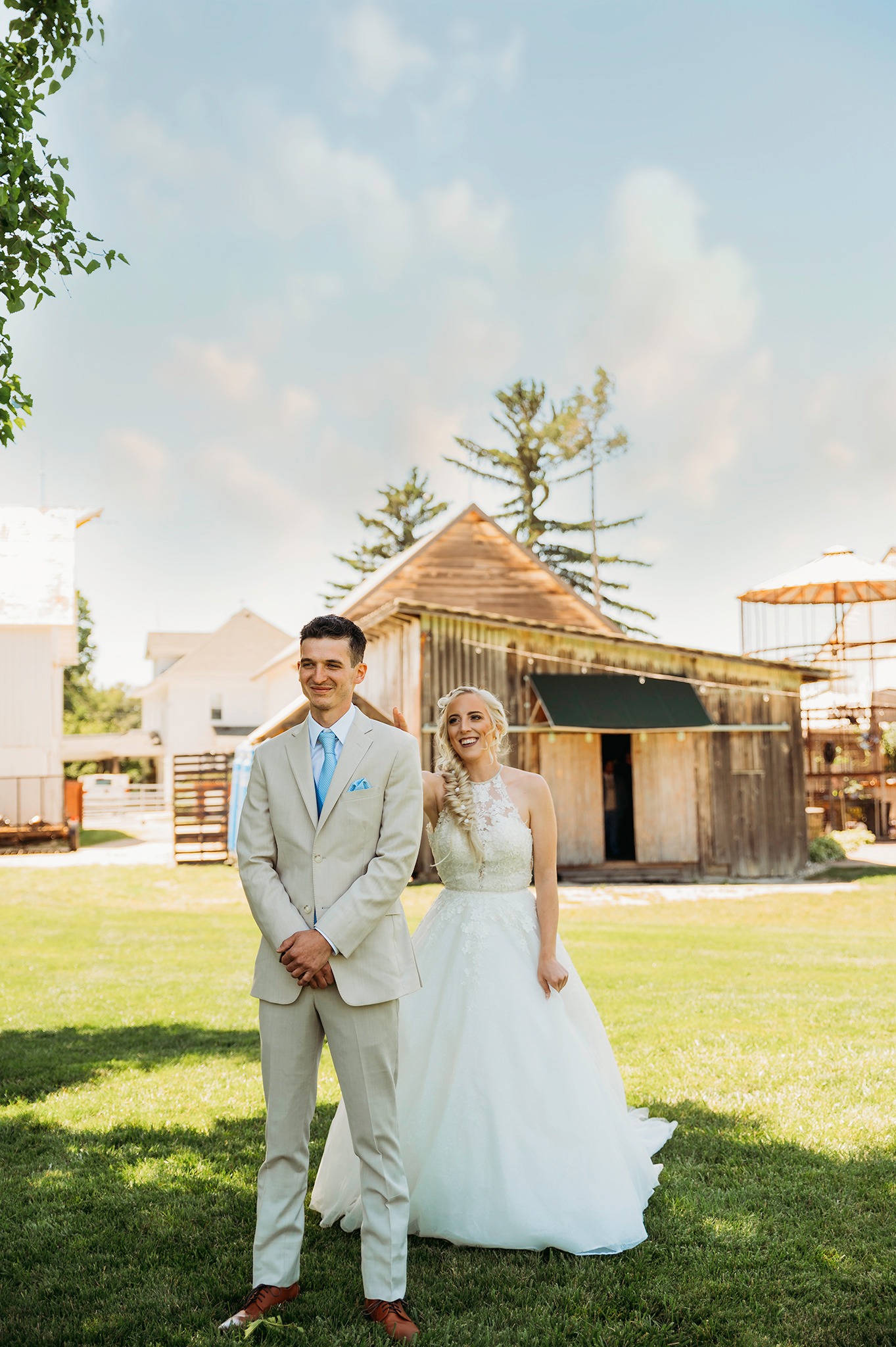 bride and groom's first look