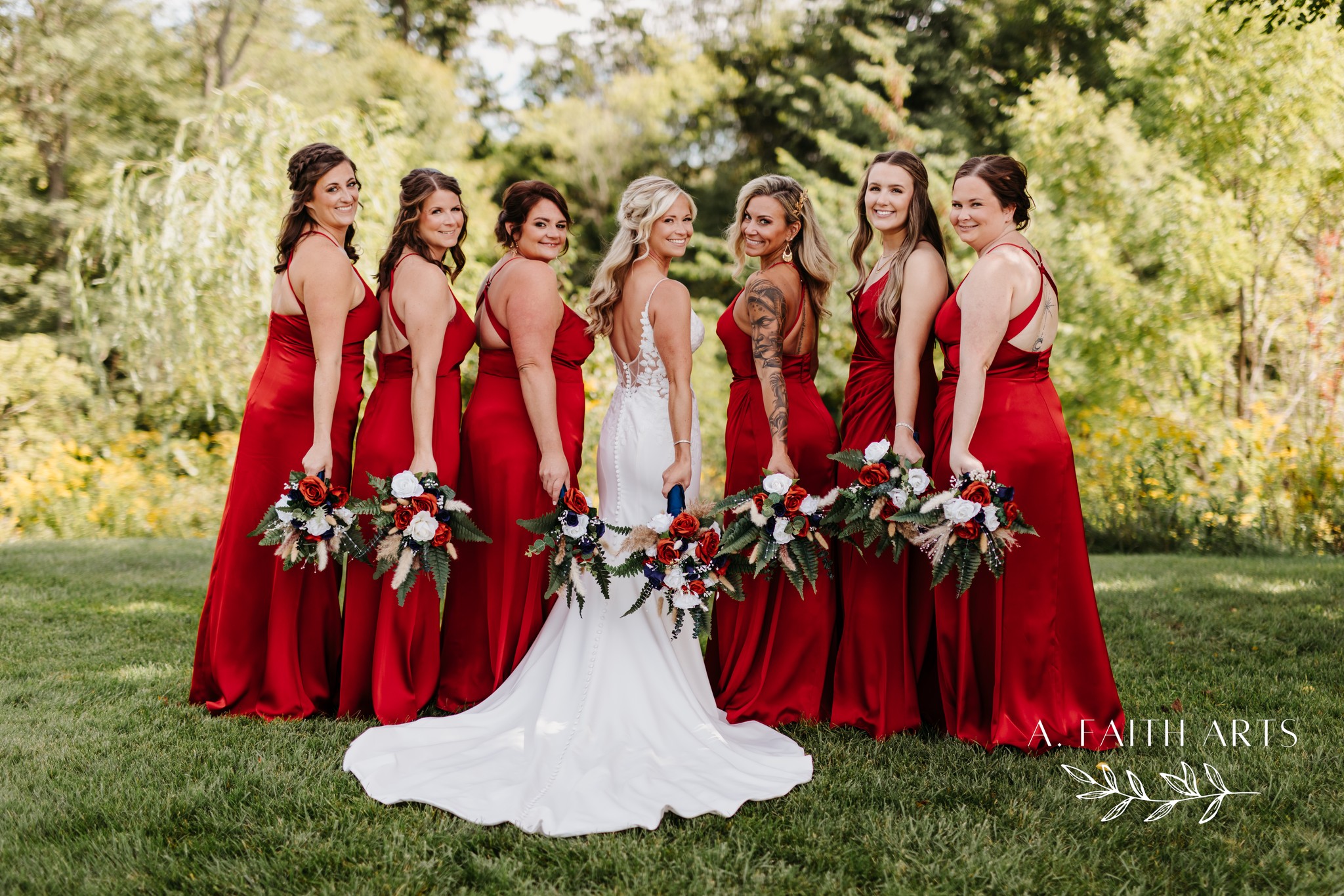 bride and bridesmaids