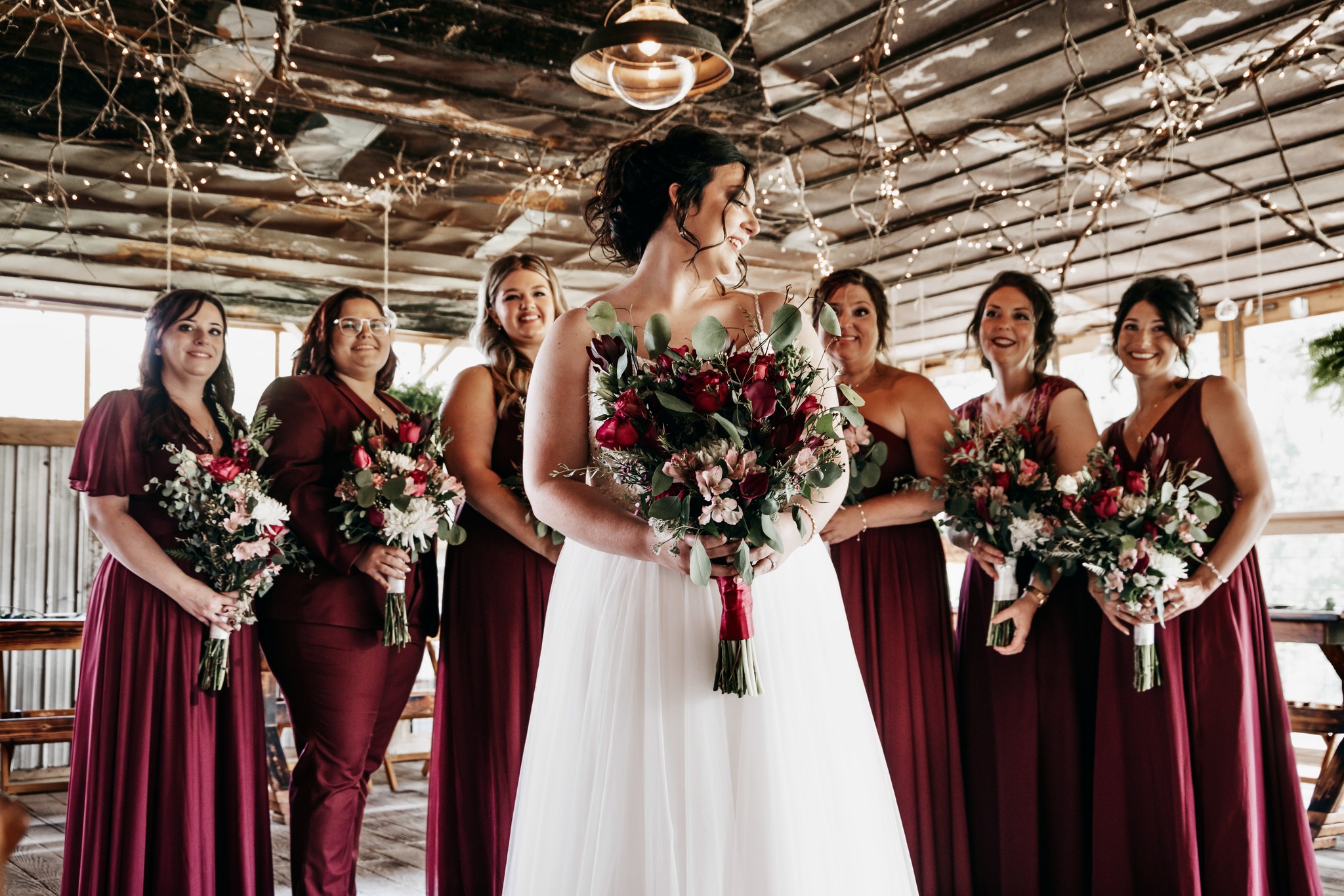 bride with bridesmaids