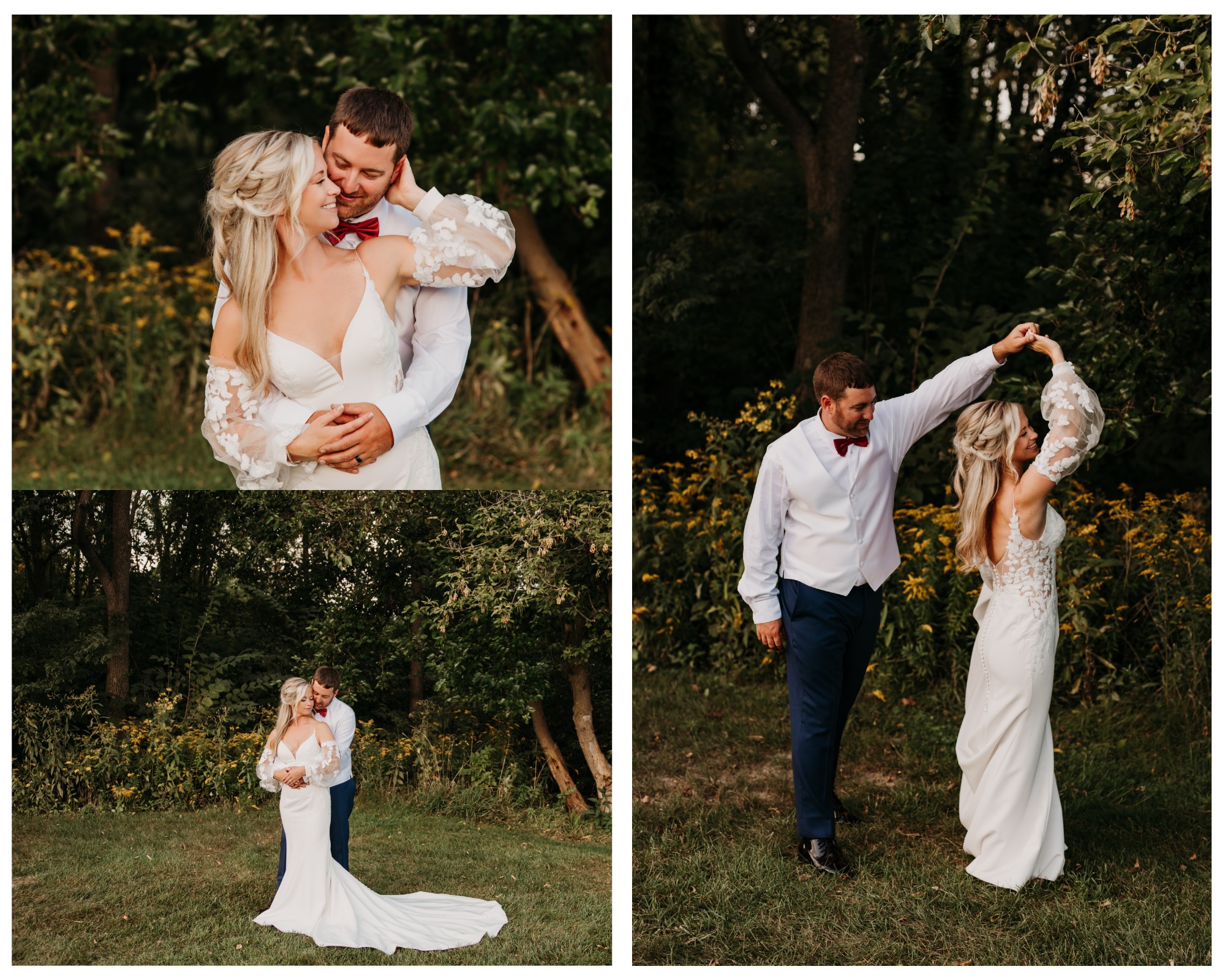 collage of bride and groom