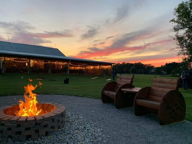 fire pits at sunset